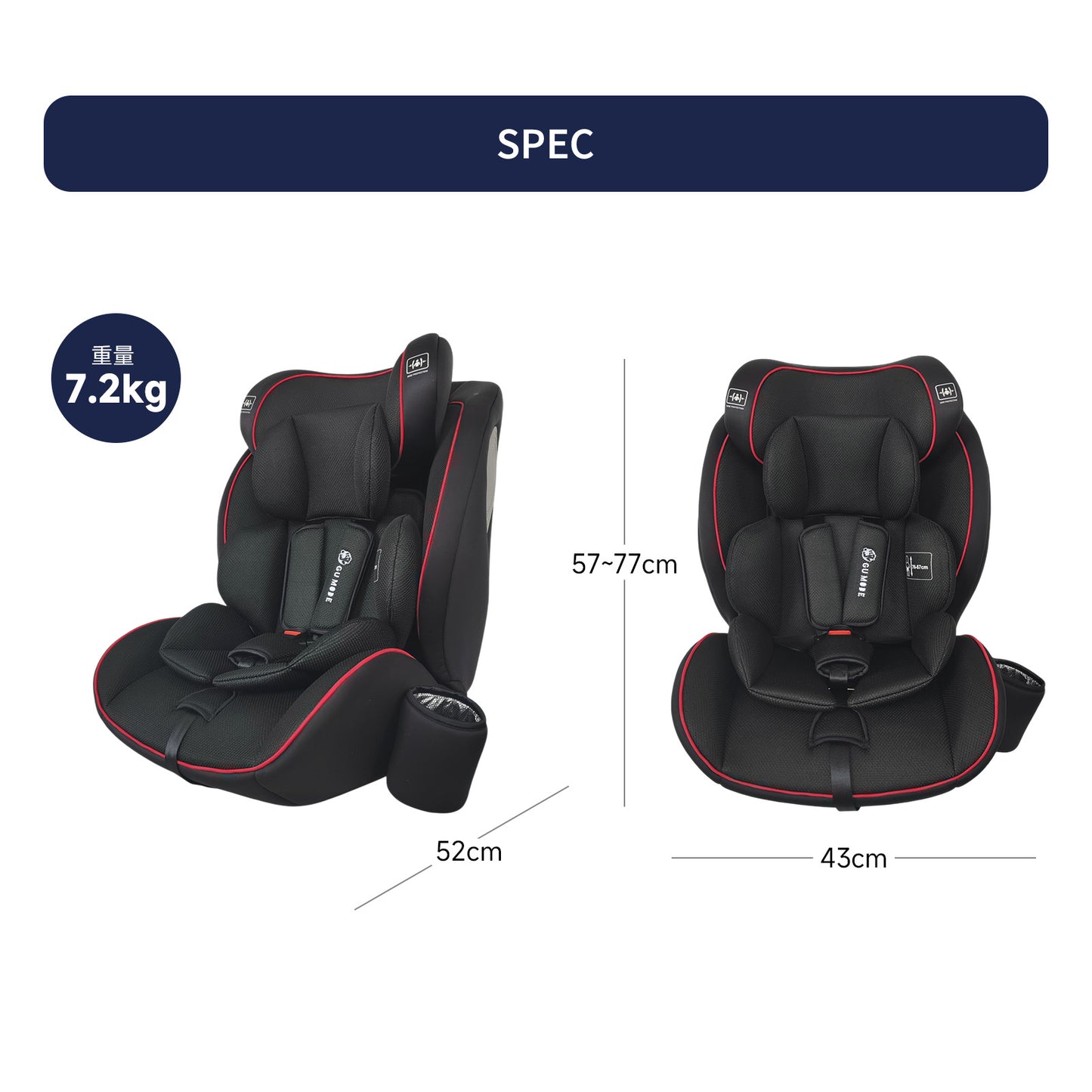 【2025新モデル】チャイルドシート ジュニアシート R129適合 15ヶ月から12歳 ロングユース 小学生まで使える 保温保冷ドリンクホルダー付き メモリーフォーム 13段階ヘッド調整 身長76~150cm シートベルト固定 GUMODE 3way