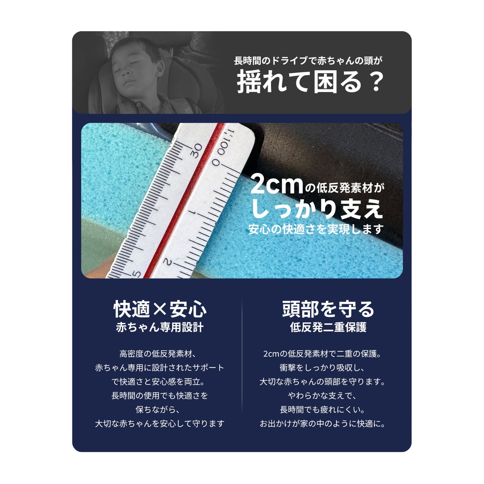 2cm厚ヘッドサポートの比較説明