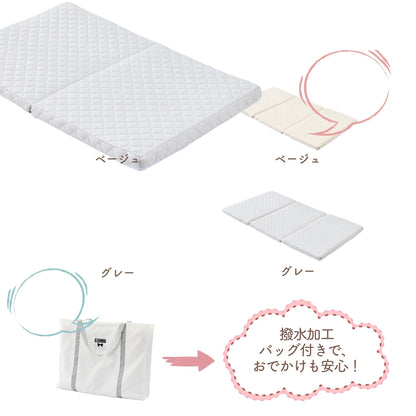 【国内検査済】ベビーマットレス 洗える 折りたたみ 2つ折り/3つ折り リバーシブル 冷感×コットン調 高反発 通気性 体圧分散 お昼寝マット 保育園 収納袋付き カバー洗濯OK 中材シャワー洗いOK 60×90 70×120 zmat01/02 GUMODE