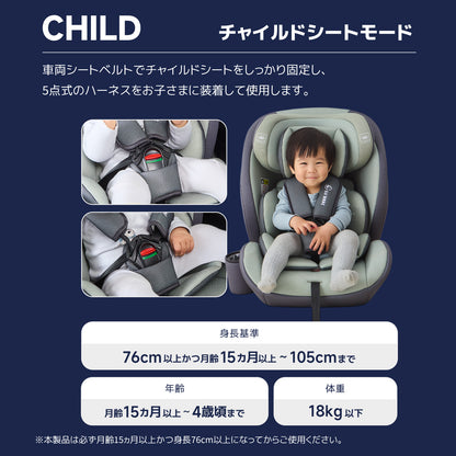 【2025新モデル】チャイルドシート ジュニアシート R129適合 15ヶ月から12歳 ロングユース 小学生まで使える  保温保冷ドリンクホルダー付き メモリーフォーム 13段階ヘッド調整 身長76～150cm シートベルト固定 GUMODE 3way