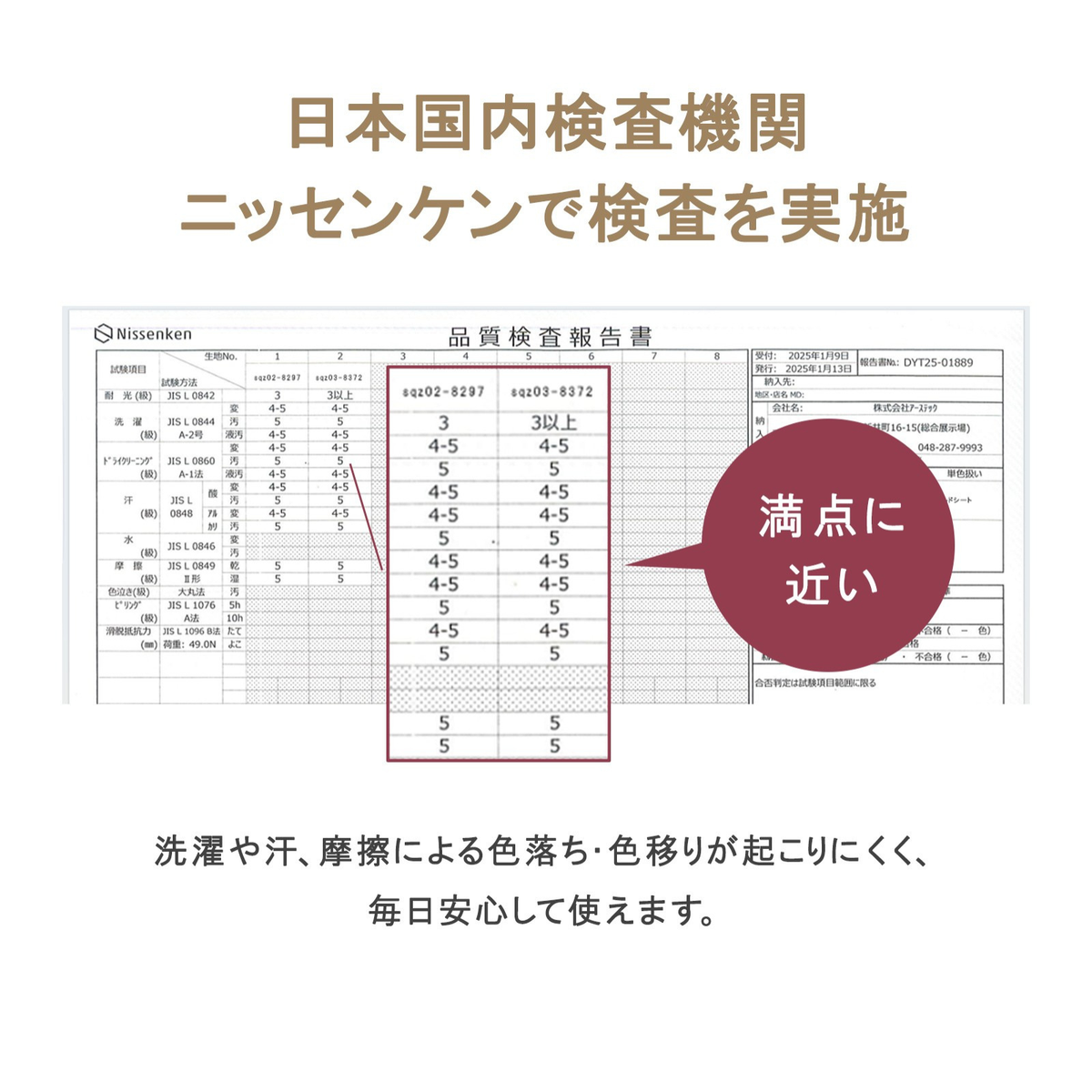 国内検査機関による品質検査