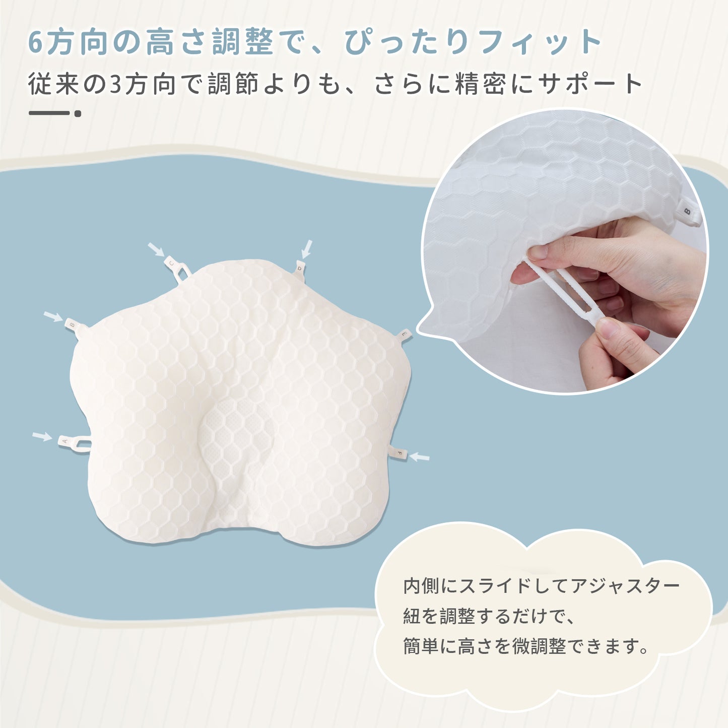 【6方向高さ調整】【1年保証】ベビー枕 絶壁防止 新生児  国内検査済 向き癖防止 枕 赤ちゃん 斜頭防止 6方向 高さ角度調節OK ドーナツ枕 通気性 パイプまくら 綿100% 丸洗いOK 汗取り ベビーピロー 頭の形 出産準備 出産祝い ギフト GU MODE