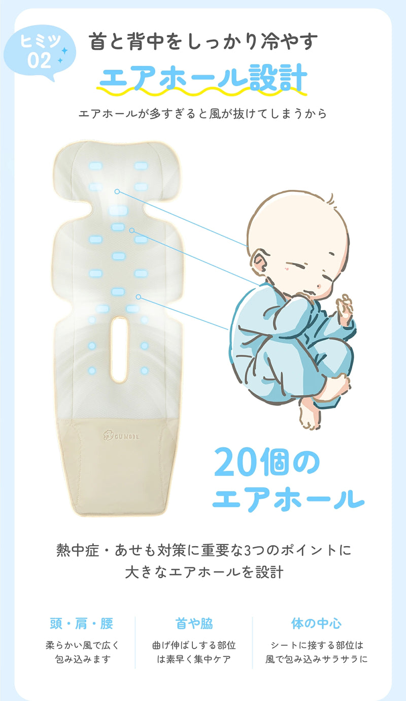 首と背中を冷やしやすいエアホール設計のイメージ