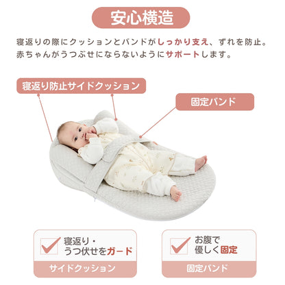 ベッドインベッド ベビークッション マットレス 吐き戻しケア 出産祝い 角度調節4段 洗える イブル綿カバー  中材ウレタン コンパクト収納 新生児から 90 45 グレー ベージュ 新生児から 斜めベビーマット 傾斜 ななめ