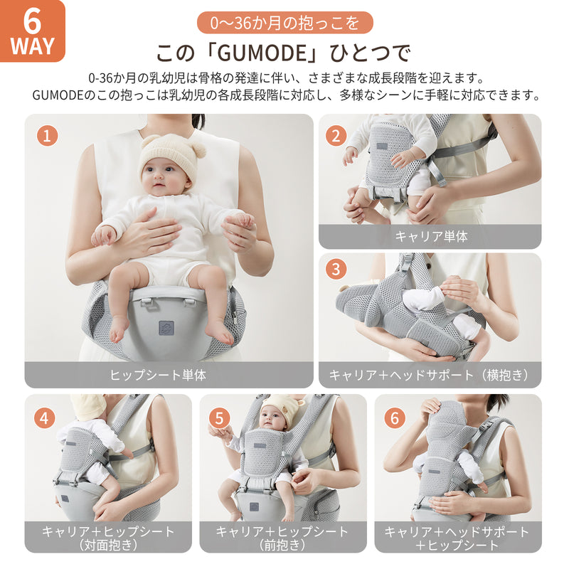 GU MODE AD01 ヒップシートとキャリアの6WAY使用例