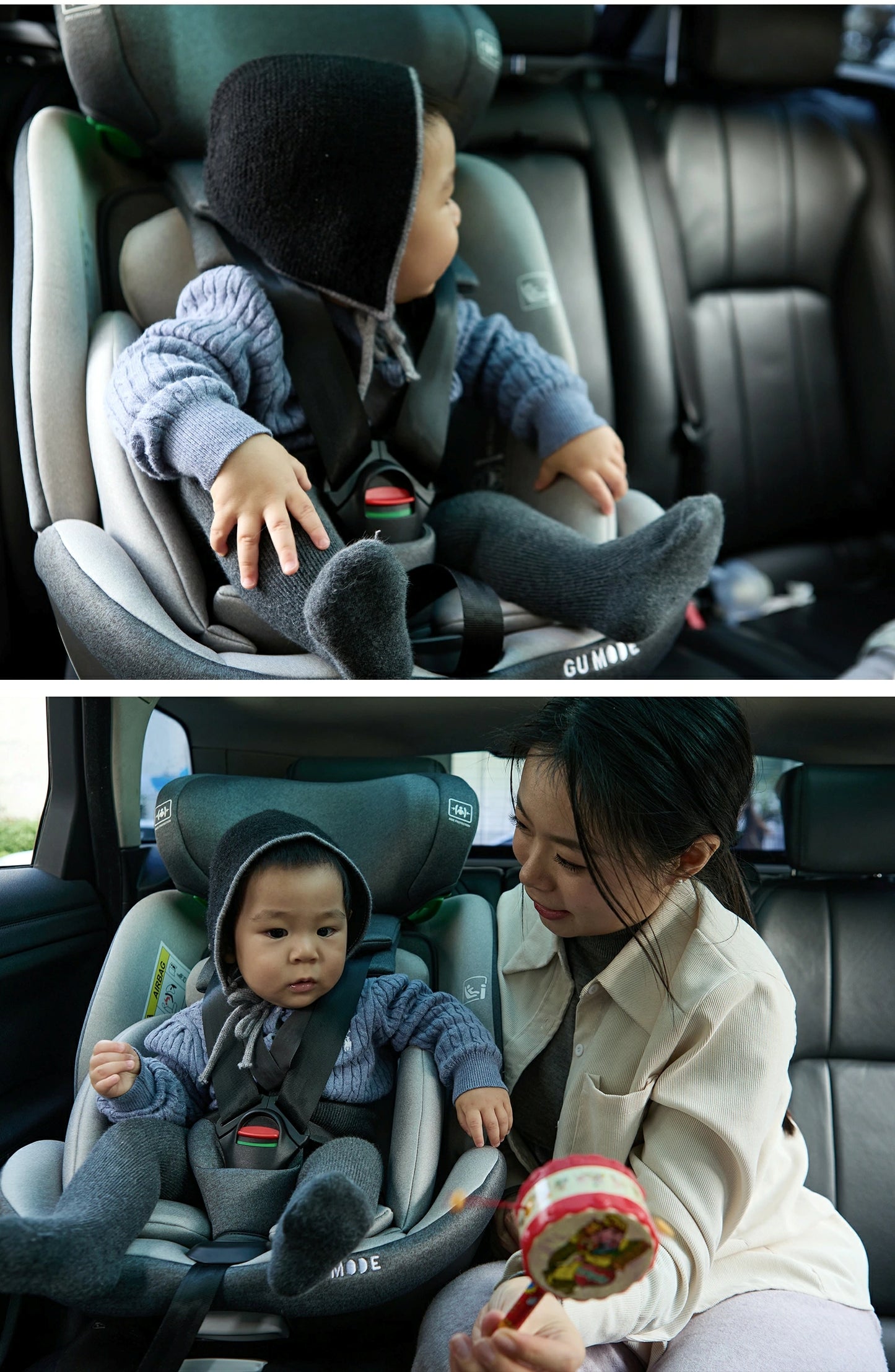【R129適合】チャイルドシート 360°回転式  ISOFIX対応 3WAY 新生児～12歳頃 40～150cm リクライニング ロングユース ジュニアシート サポートレッグ付き メモリーフォームヘッドレスト 取付簡単 5年保証 GU MODE