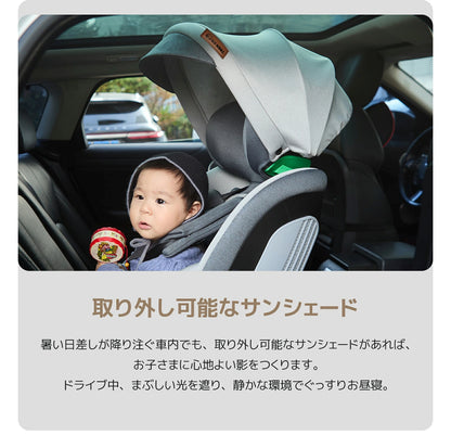 【R129適合】チャイルドシート 360°回転式  ISOFIX対応 3WAY 新生児～12歳頃 40～150cm リクライニング ロングユース ジュニアシート サポートレッグ付き メモリーフォームヘッドレスト 取付簡単 5年保証 GU MODE
