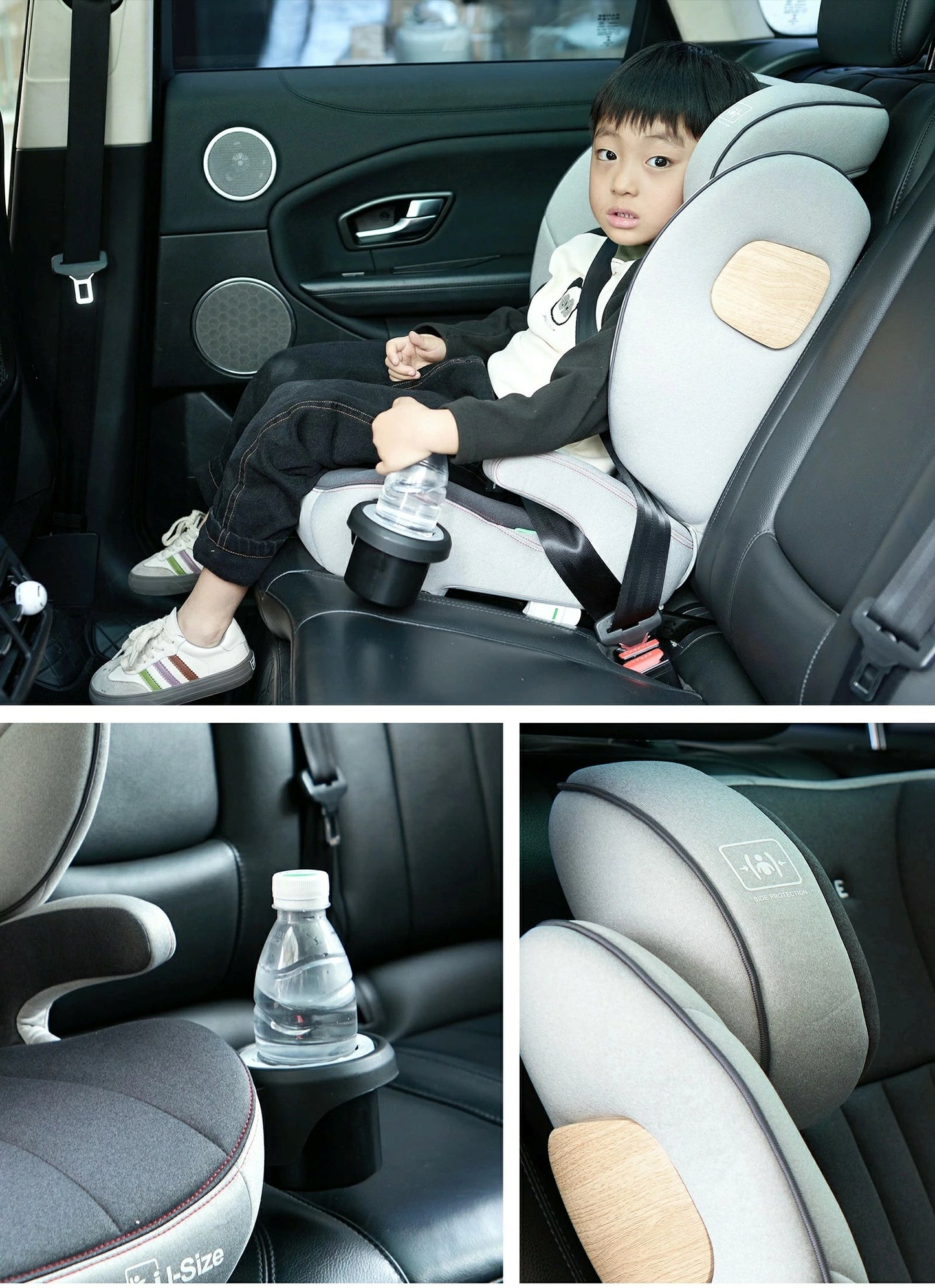 【2025新モデル】2wayジュニアシート R129適合 ISOFIX対応 100～150cm 3歳頃から12歳 チャイルドシート 小学生まで使える ドリンクホルダー付 メモリーフォームヘッドレスト 衝撃緩和 13段階ヘッド調整 ロングユース GUMODE