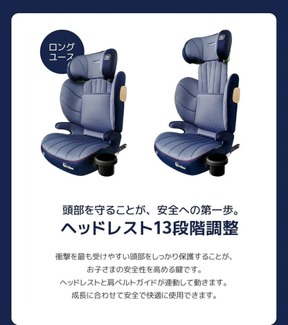 【2025新モデル】2wayジュニアシート R129適合 ISOFIX対応 100～150cm 3歳頃から12歳 チャイルドシート 小学生まで使える ドリンクホルダー付 メモリーフォームヘッドレスト 衝撃緩和 13段階ヘッド調整 ロングユース GUMODE