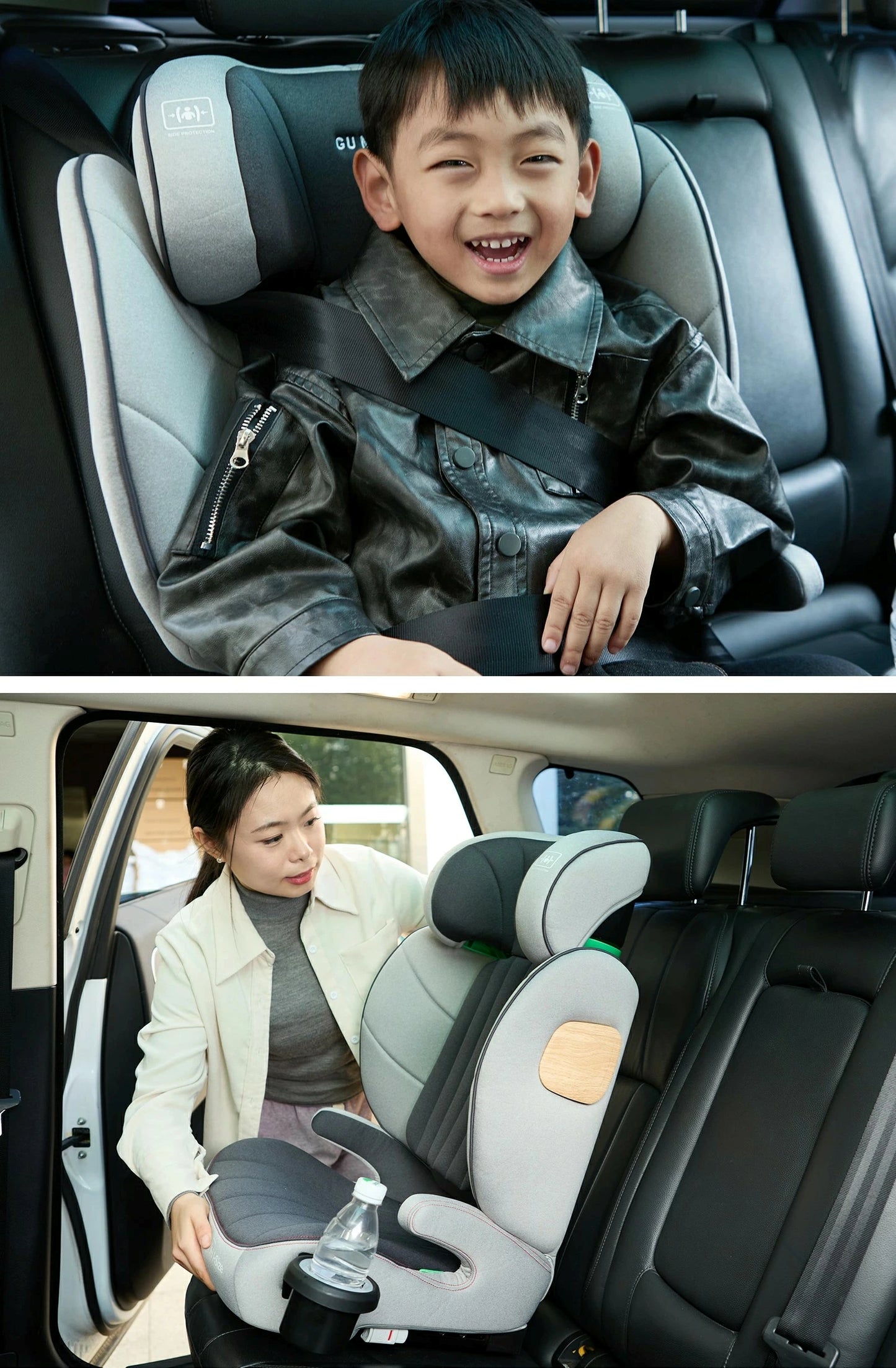 【2025新モデル】2wayジュニアシート R129適合 ISOFIX対応 100～150cm 3歳頃から12歳 チャイルドシート 小学生まで使える ドリンクホルダー付 メモリーフォームヘッドレスト 衝撃緩和 13段階ヘッド調整 ロングユース GUMODE
