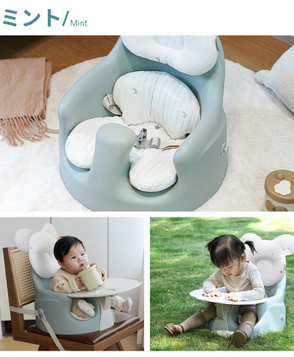 ベビーチェア  99.9％抗菌 JIS規格適合 クッション テーブル付き ハイチェア ローチェア テーブルチェア バスチェア ブースターシート キャスター付き 赤ちゃん椅子 離乳食 多機能 脱出防止 GUMODE