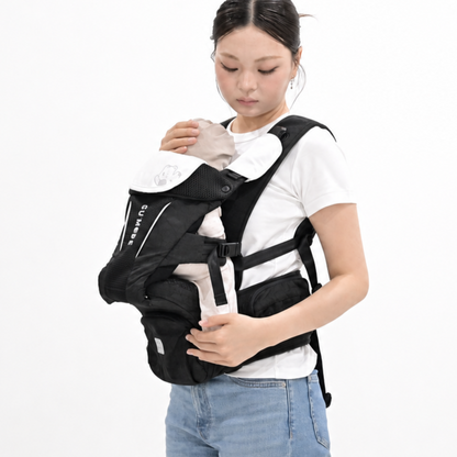 ブラックの6WAYヒップシート付き抱っこひも GU MODE