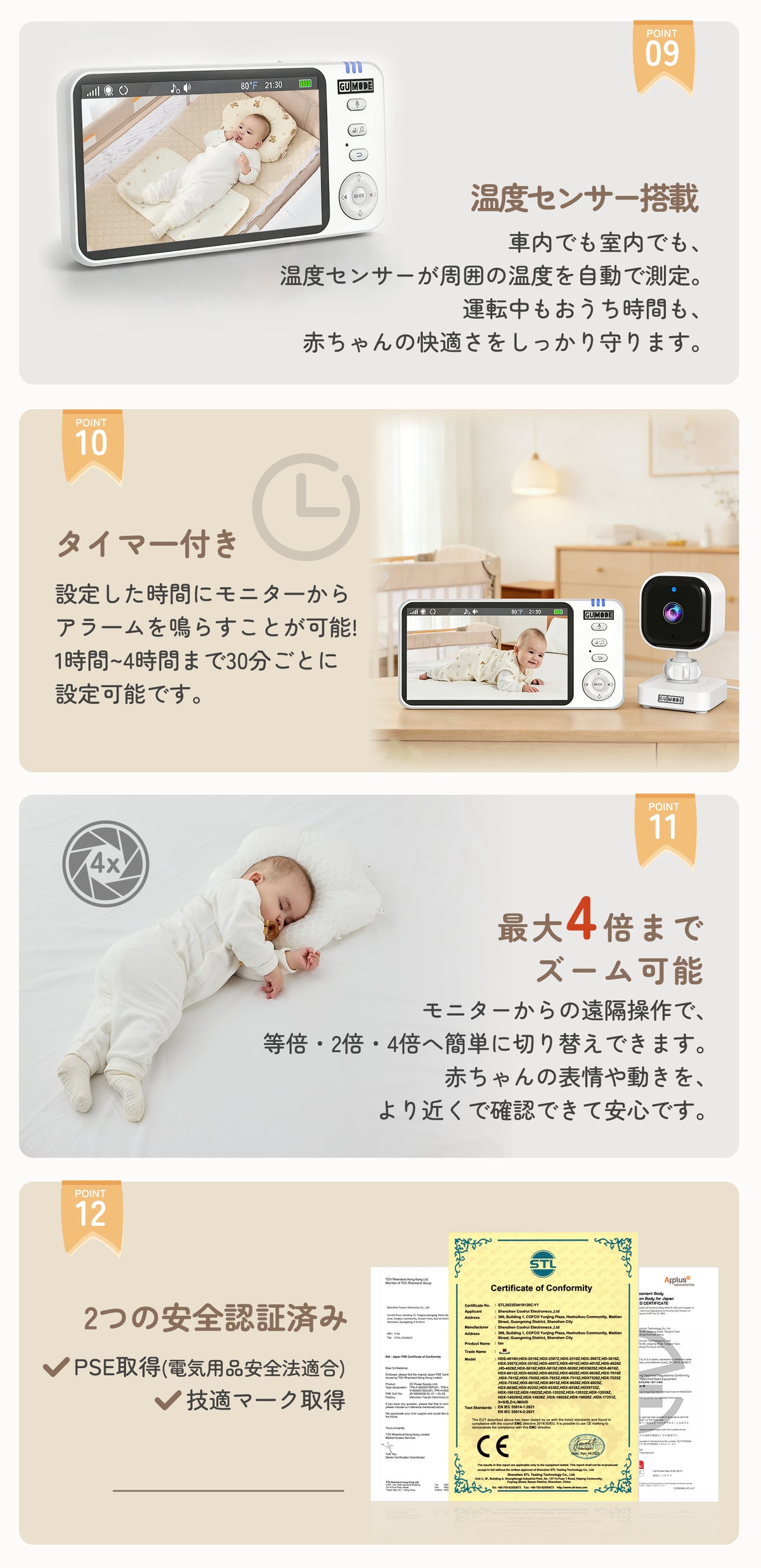 ベビーモニターの機能説明2
