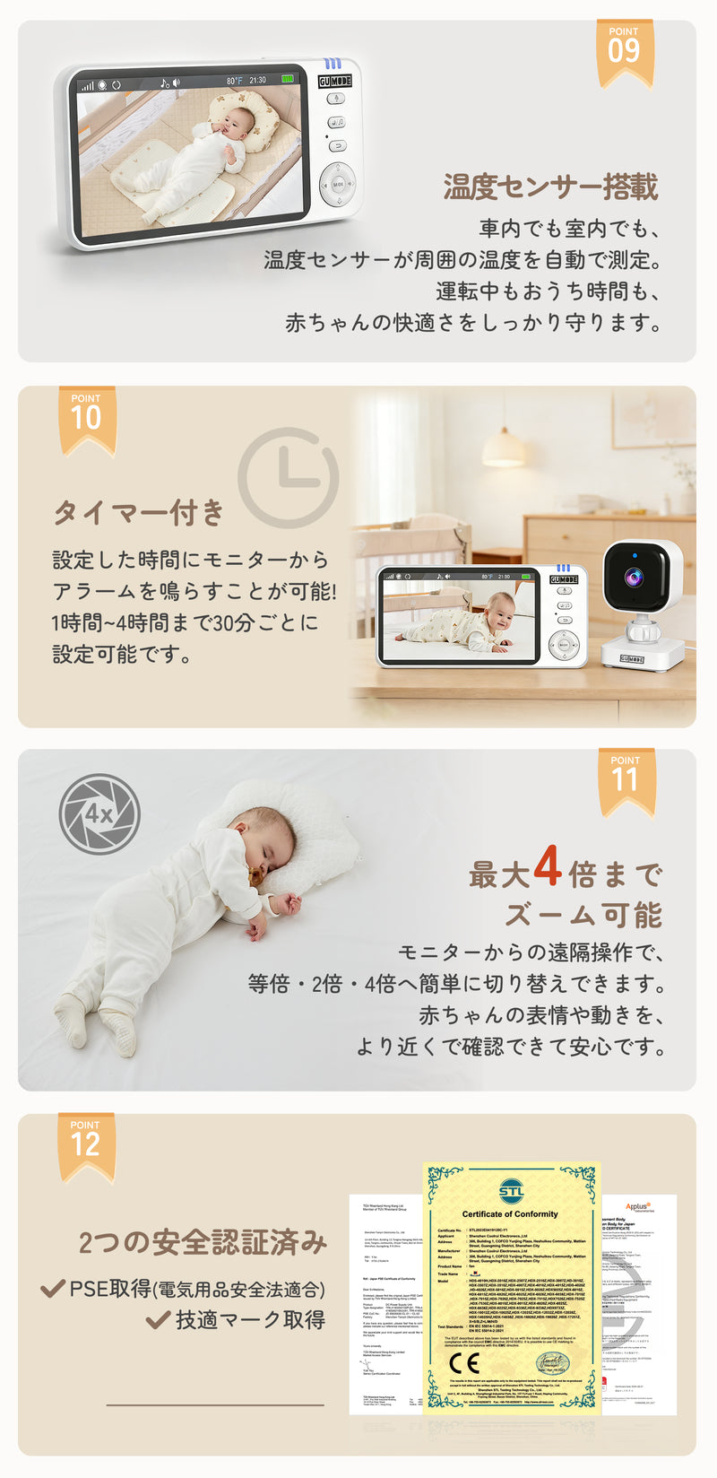 ベビーモニターの機能説明2