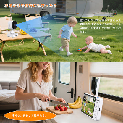 【国内認証取得】ベビーモニター ベビーカメラ 見守りカメラ モニター付き wifi不要 車載＆室内2WAY 5インチ大画面 ナイトビジョン 温度警報 VOX 授乳リマインダー 子守唄 トーク機能 bm01 ペットカメラ 出産祝い ギフト  赤ちゃん gumode