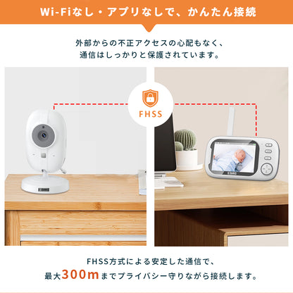 【1年保証】ベビーモニター ベビーカメラ 見守りカメラ モニター付き wifi不要 3.5インチIPS高画質 ナイトビジョン 温度警報 VOX機能 双方向通話 録画 microSD対応 bm02 GU MODE  ペットカメラ 出産祝い ギフト プレゼント 赤ちゃん