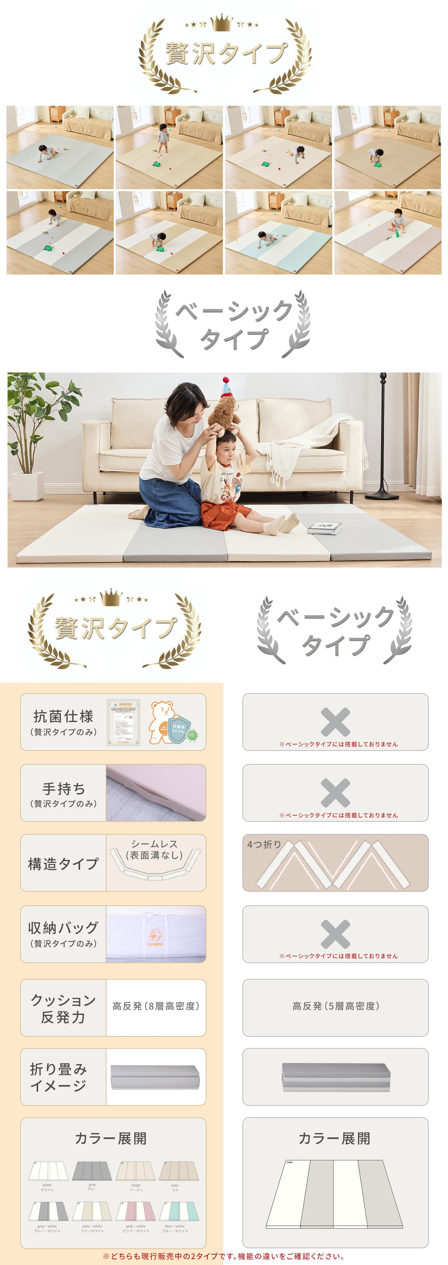 プレイマット 折りたたみ 持ち手付き ベビーマット シームレス  赤ちゃん 床暖房対応 サークルマット 防水防音  厚み4cm クッションマット 厚手 70 120 140 180  200 GU MODE