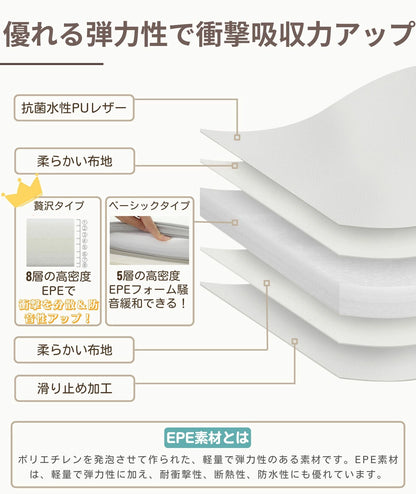 プレイマット 折りたたみ 持ち手付き ベビーマット シームレス  赤ちゃん 床暖房対応 サークルマット 防水防音  厚み4cm クッションマット 厚手 70 120 140 180  200 GU MODE