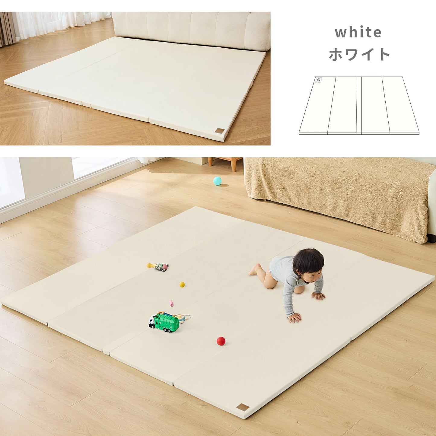 プレイマット 折りたたみ 持ち手付き ベビーマット シームレス  赤ちゃん 床暖房対応 サークルマット 防水防音  厚み4cm クッションマット 厚手 70 120 140 180  200 GU MODE