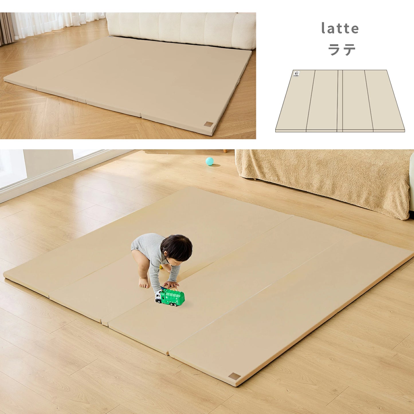 プレイマット 折りたたみ 持ち手付き ベビーマット シームレス  赤ちゃん 床暖房対応 サークルマット 防水防音  厚み4cm クッションマット 厚手 70 120 140 180  200 GU MODE