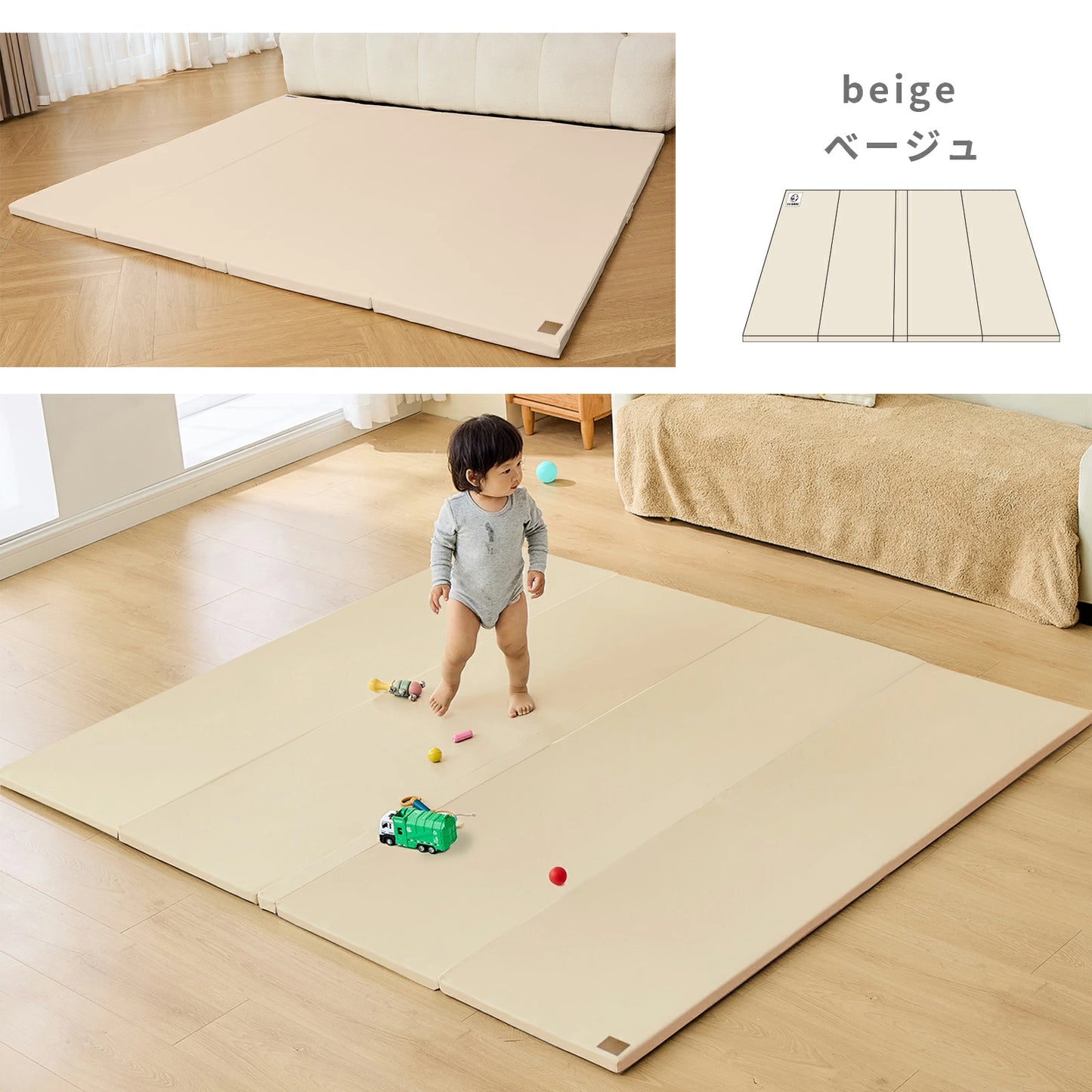 プレイマット 折りたたみ 持ち手付き ベビーマット シームレス  赤ちゃん 床暖房対応 サークルマット 防水防音  厚み4cm クッションマット 厚手 70 120 140 180  200 GU MODE