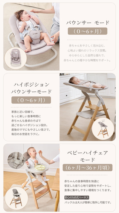 バウンサー・ハイポジション・ベビーハイチェアの使用モード