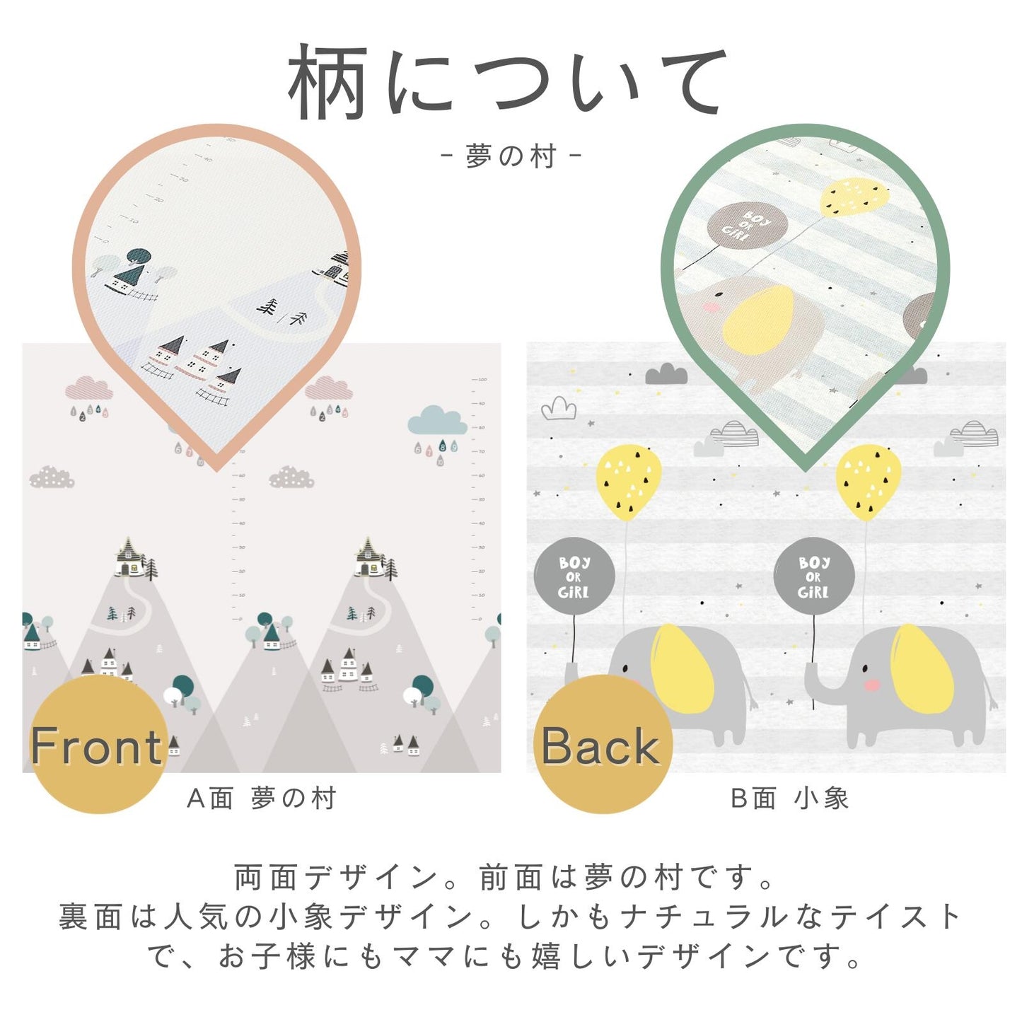 極厚 プレイマット ベビーマット 大判 厚手2cm 床暖房対応 140 200cm リバーシブル シームレス ロールマット 防水防音 お昼寝マット 出産祝い 騒音緩和 衝撃吸収 GU MODE