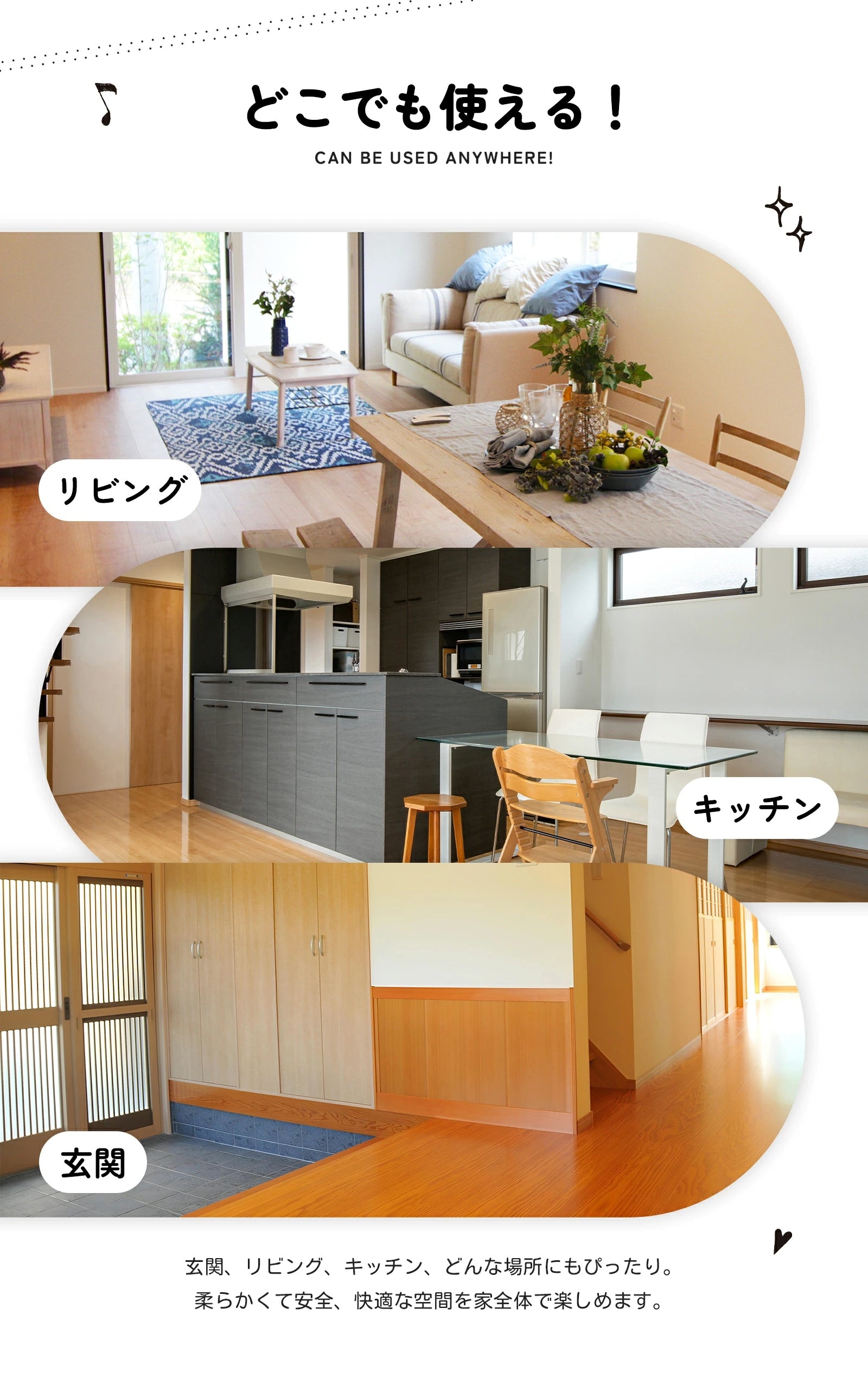 キッチンやリビングで使える説明