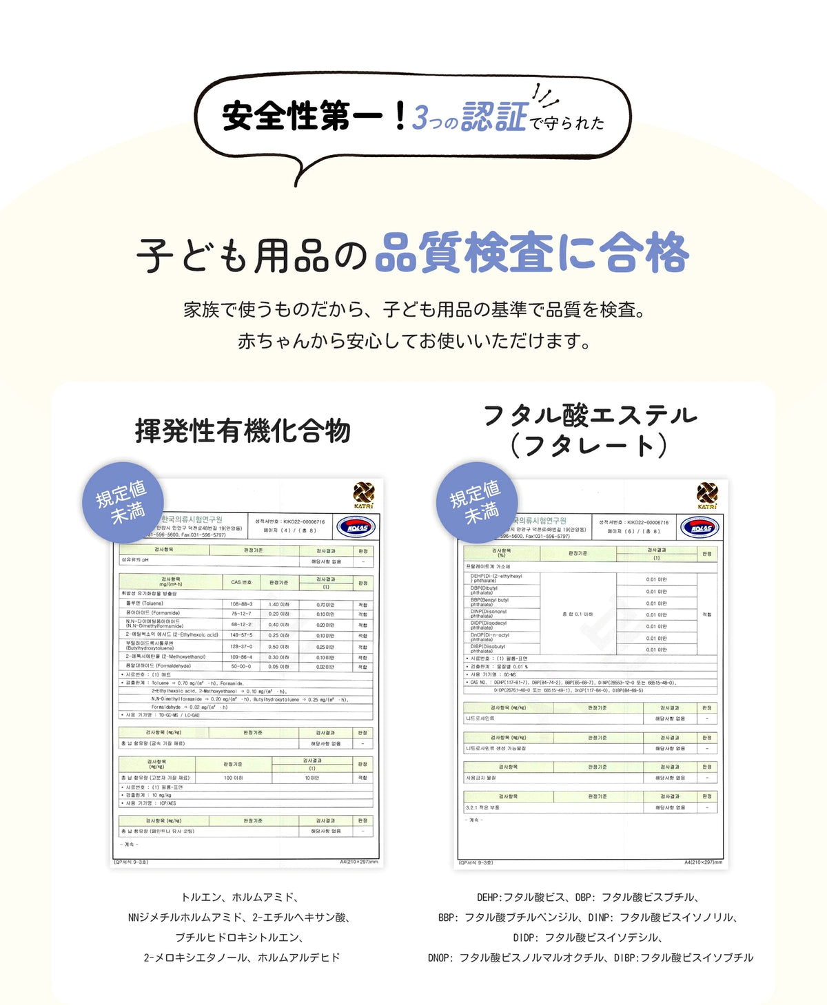 品質検査に合格した安全設計