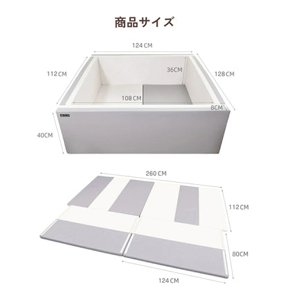 サークルマット ベビーサークル 折りたたみ 6way プレイマット 抗菌 ベッド ベビーマット 床暖房対応 防水 クッションマット 厚手 プレイヤード コンパクト  ベビー 124×130×40cm