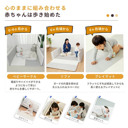 サークルマット ベビーサークル 折りたたみ 6way プレイマット 抗菌 ベッド ベビーマット 床暖房対応 防水 クッションマット 厚手 プレイヤード コンパクト  ベビー 124×130×40cm