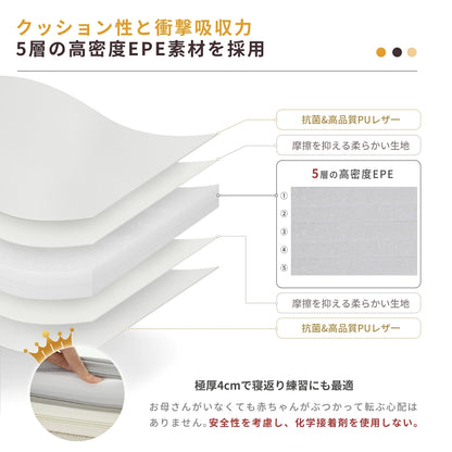 サークルマット ベビーサークル 折りたたみ 6way プレイマット 抗菌 ベッド ベビーマット 床暖房対応 防水 クッションマット 厚手 プレイヤード コンパクト  ベビー 124×130×40cm